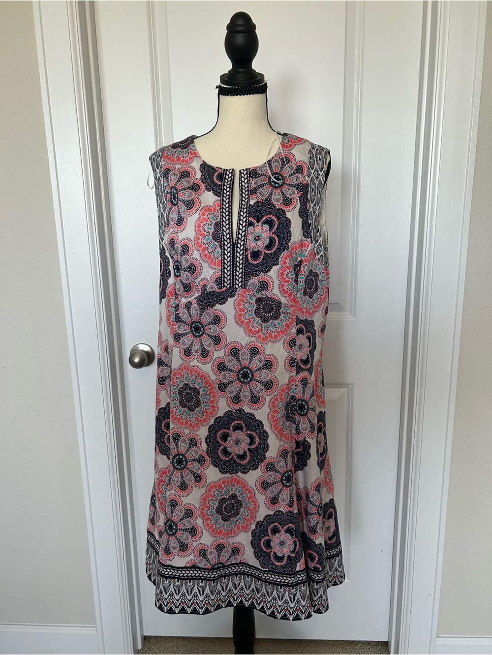 Liz Claiborne Pink and Navy Floral Print Dress